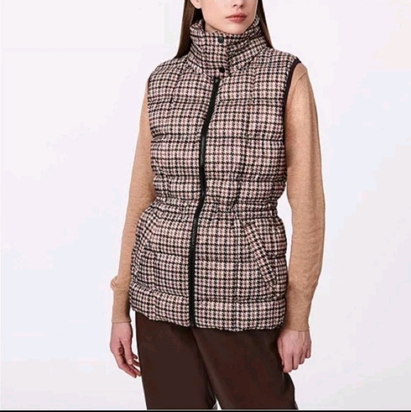 🏷️ Bernardo Water Resistant Houndstooth Puffer Vest Brown Multi Size Medium - Picture 2 of 6